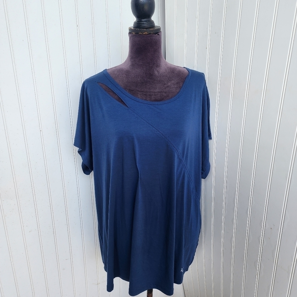 Nine West Active Top Women's Unique Exercise Top Vented Navy Blue Plus Size 3X